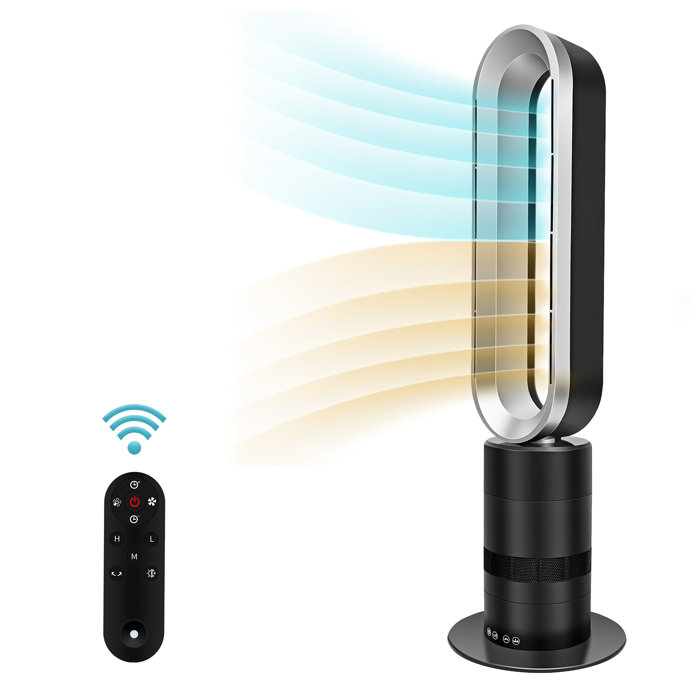 dubbin Oscillating Bladeless Tower Fan and Heater Combo with Remote